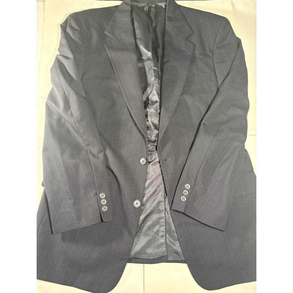 Brooks Brothers Pinstripe Black Wool Blazer Sport Coat Men's 44R 2 Button